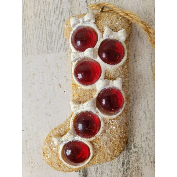Gingerbread stocking ornament ball Xmas decor glitter - Picture 3 of 5